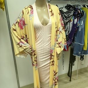 Yellow with flower print cover up